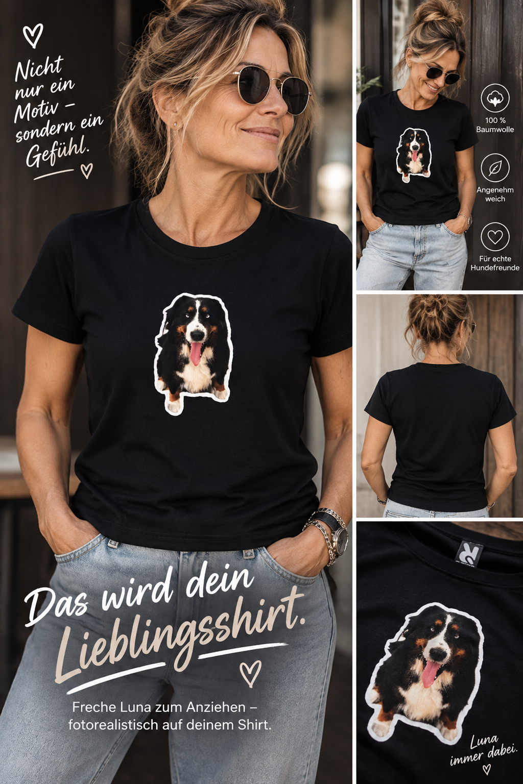 Damen T-Shirt FRECHE LUNA 100% Baumwolle