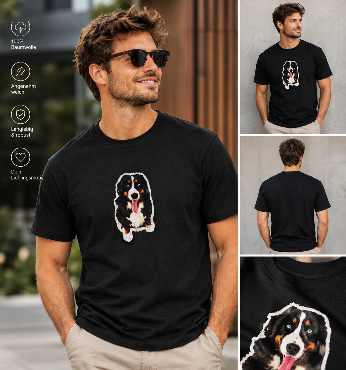 Herren T-Shirt FRECHE LUNA 100%Baumwolle