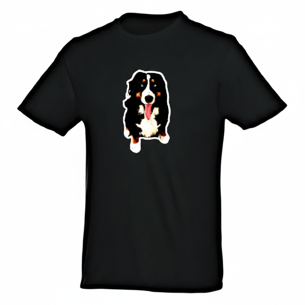 Schwarzes Herren T-Shirt mit Berner Sennenhund Print
