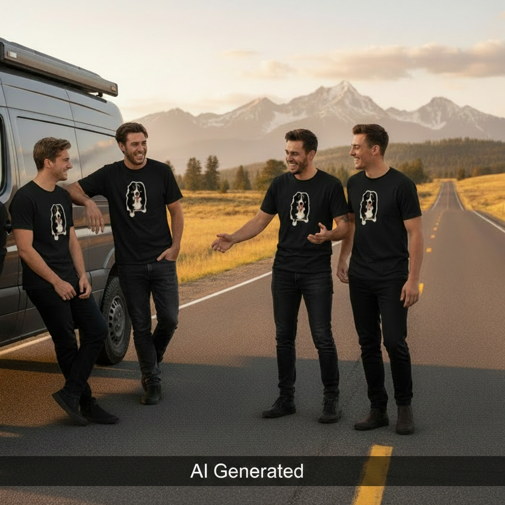 Schwarzes Herren T-Shirt Roadtrip Lifestyle ohne Hund